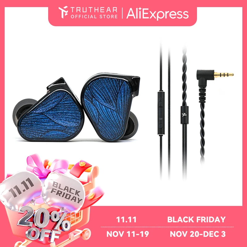 TRUTHEAR Zero:BLUE2 earphone Dual Dynamic Drivers lEMs with Detachable Cable in Ear Headphone  0.78mm 2pin 3.5mm plug