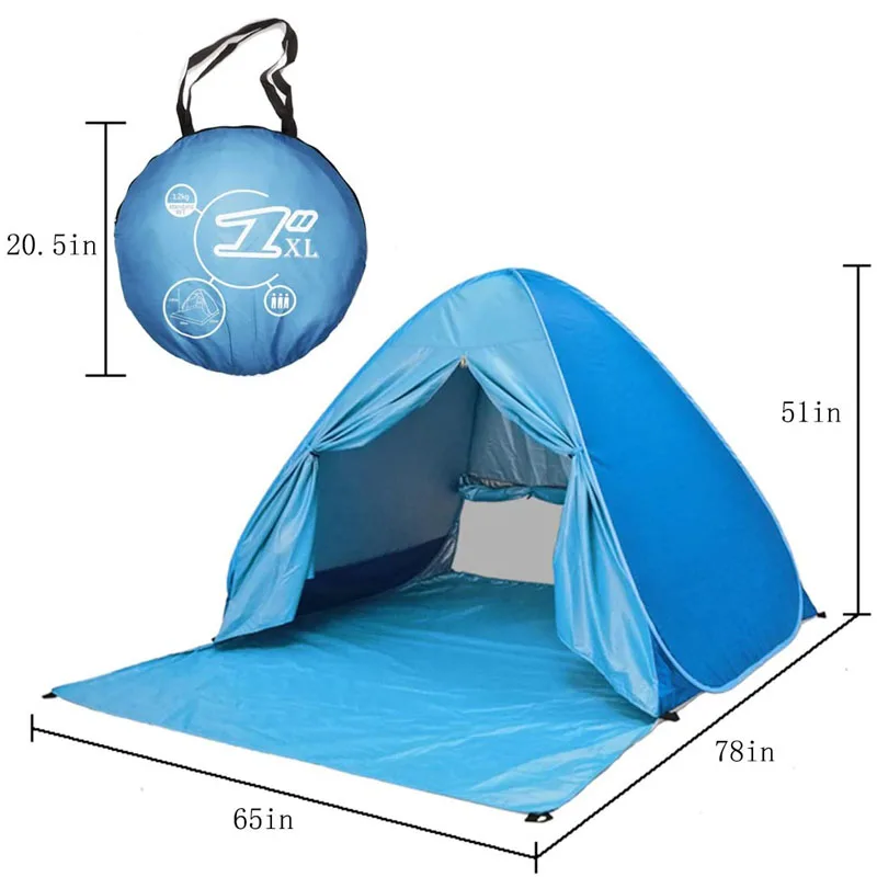 XL Size Pop Up Self-open Beach Tent Automatic Quickly Open Outdoor Camping Tourist UV50+ Protection Portable Picnic Ultralight