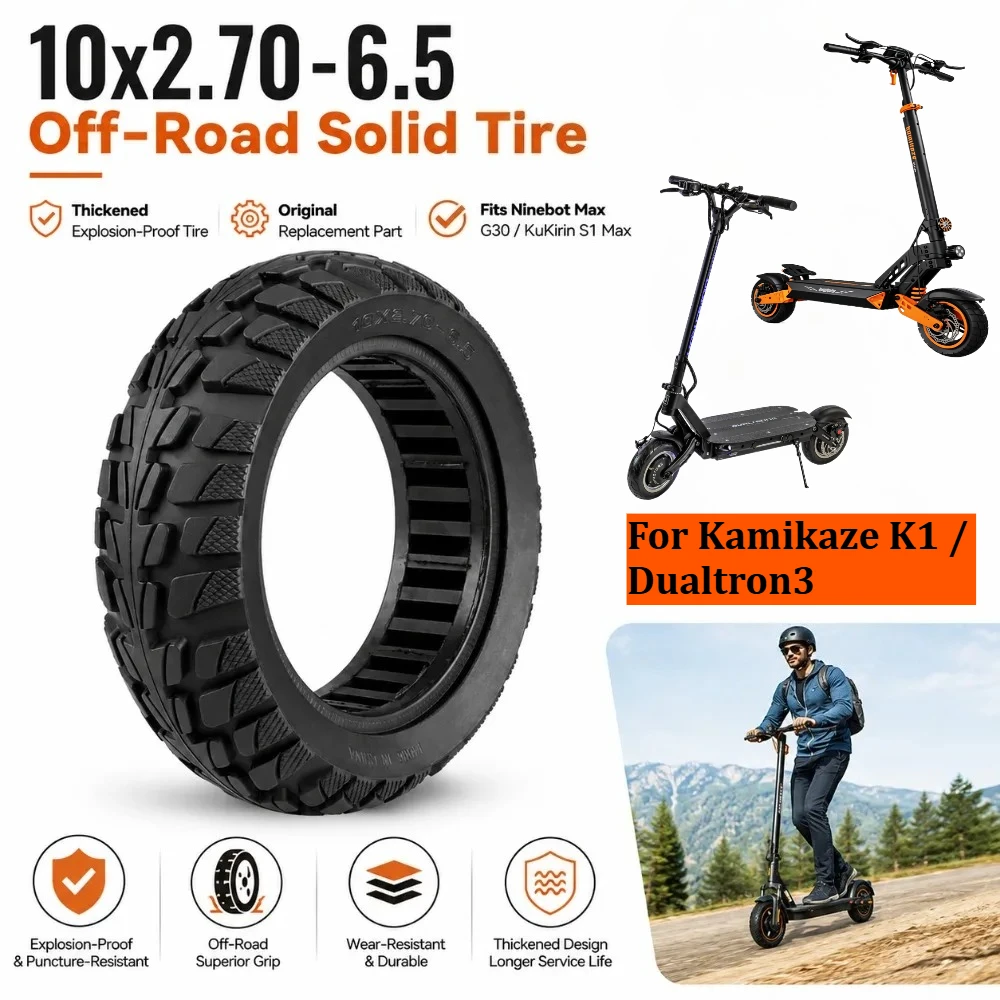 10x2,70-6,5 Offroad-Vollgummireifen, 10 Zoll, extra dicker, explosionsgeschützter Reifen für Kamikaze K1, K1Plus/Dualtron3 E-Scooter, Ersatzteile.