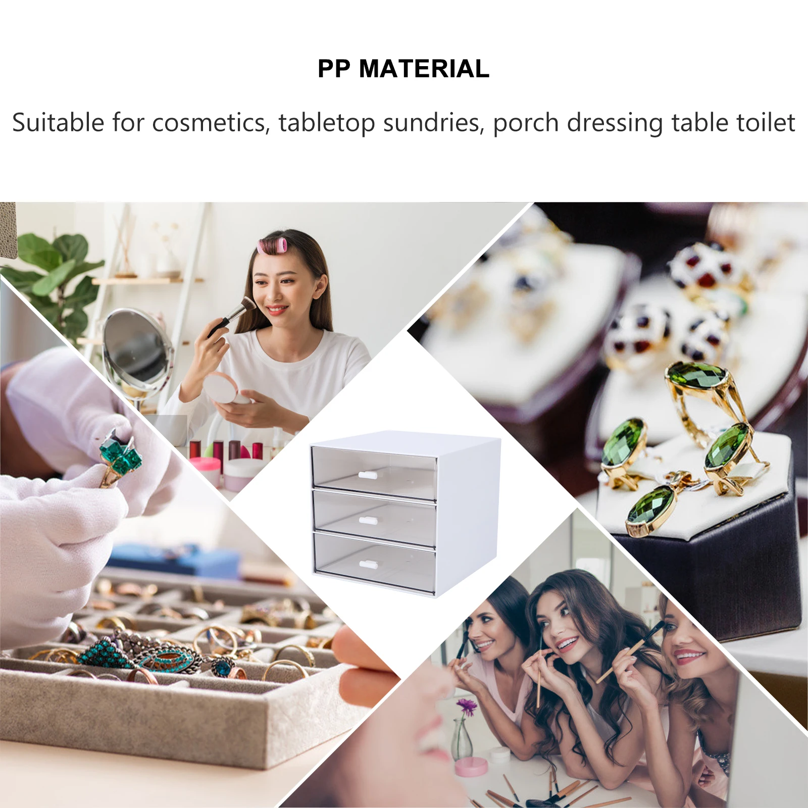 Kotak Rias Laci Kontainer Desktop Rak Kosmetik Pp Putih Multifungsi Siswa