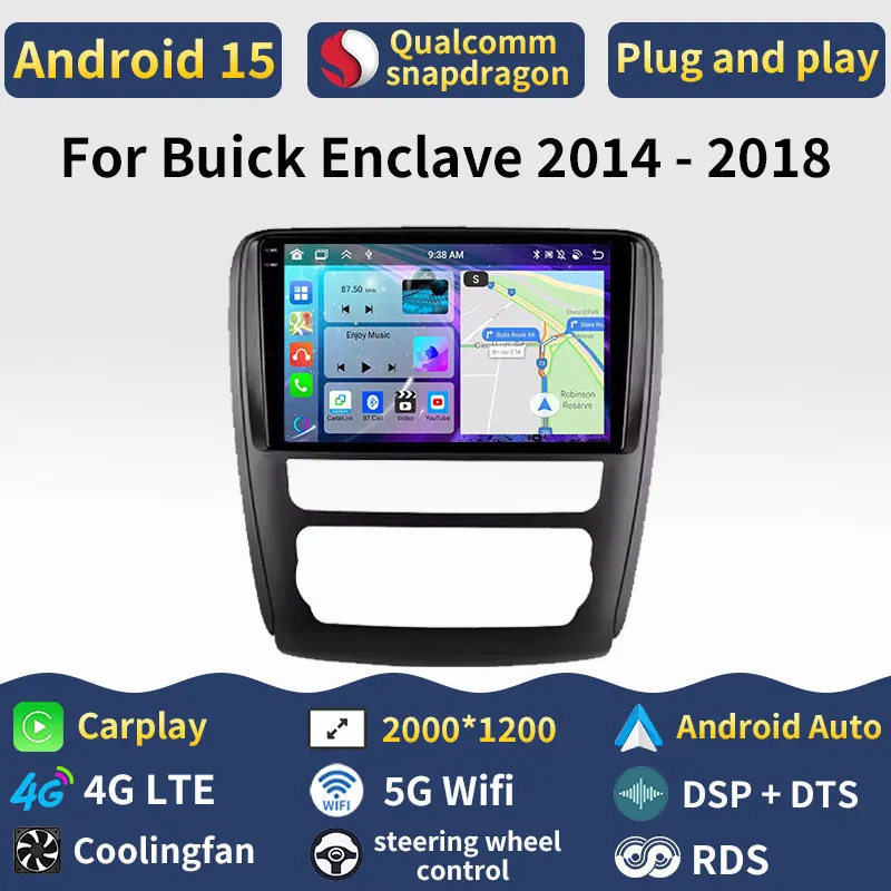 أندرويد 15 Carplay ل بويك جيب 2014 2015 2016 2017 2018 راديو السيارة 5G واي فاي فيديو BT 360 مشغل كاميرا ستيريو السيارات الصوت لتحديد المواقع