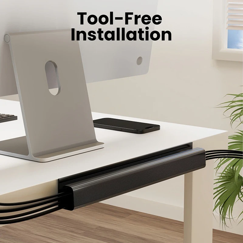 【A-Beautiful】قناة مكتب منظم الكابلات ملحقات إدارة الكابلات واقي الكابل الأبيض لا يوجد حفر تحت صينية الإدارة