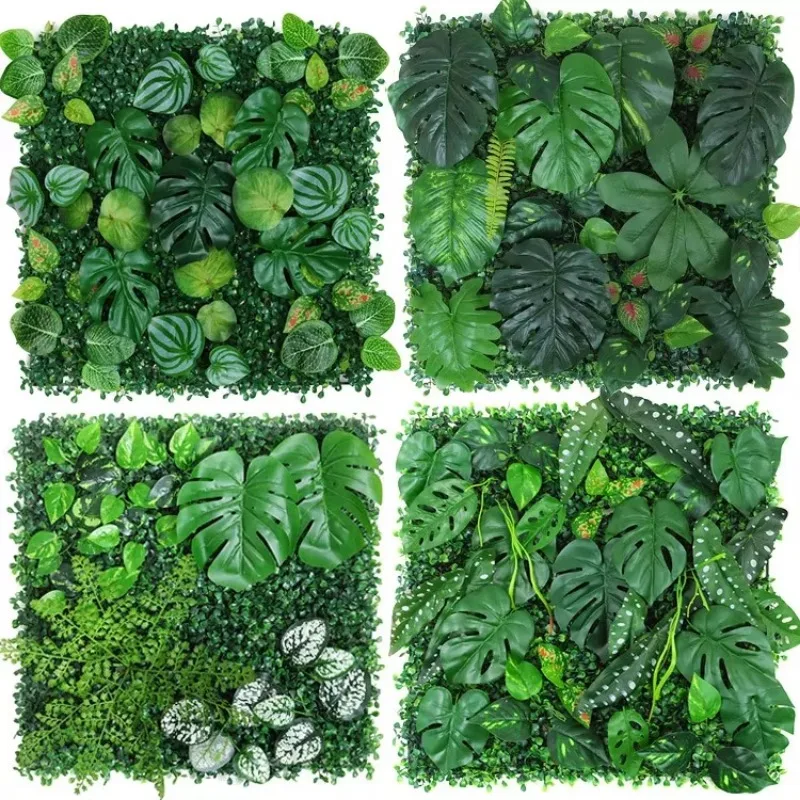 Panel de pared de plantas artificiales 3D de 50x50CM, plástico para exteriores, césped verde, bricolaje, decoración del hogar, telón de fondo de