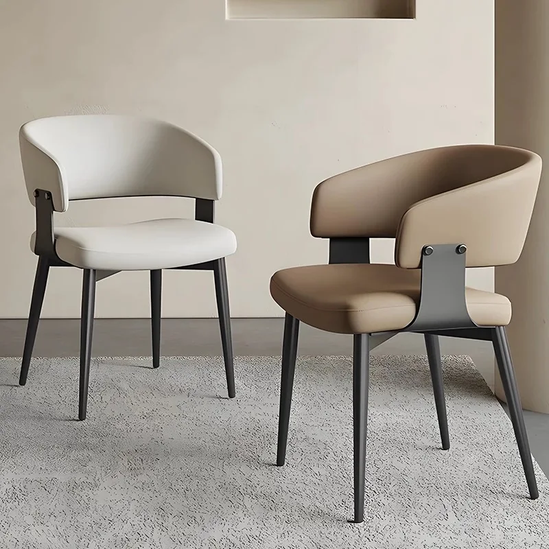 2PCS Contemporary Nordic Design Luxury Upholstered Dining Chairs Modern Metal Faux Leather for Villa & Restaurant Use Indoor