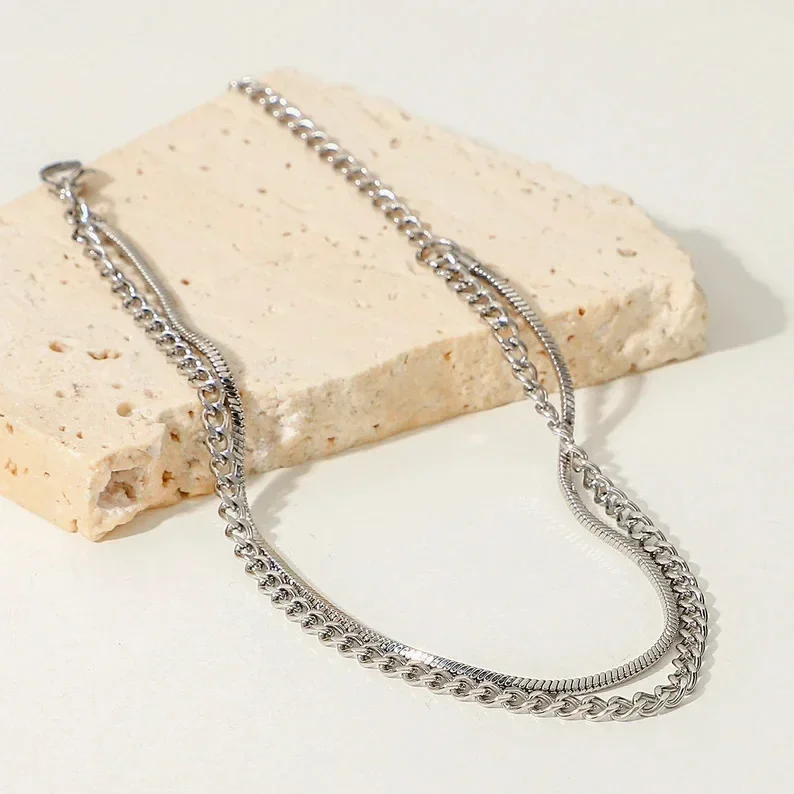 

Men's Stainless Steel Waterproof Accessories Jewelry 1.5MM Square Chain Pendant Bracelet in White Golden Snake Chain Gifts