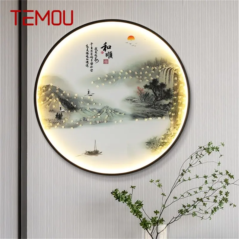 

TEMOU Indoor Wall Lamps Fixtures LED Chinese Style Mural Creative Light Sconces for Home Study Bedroom