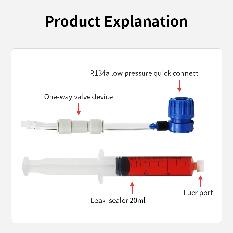 Kit di riempimento agente di riparazione automatica per perdite di sistema micro-perdite dell'aria condizionata automobilistica