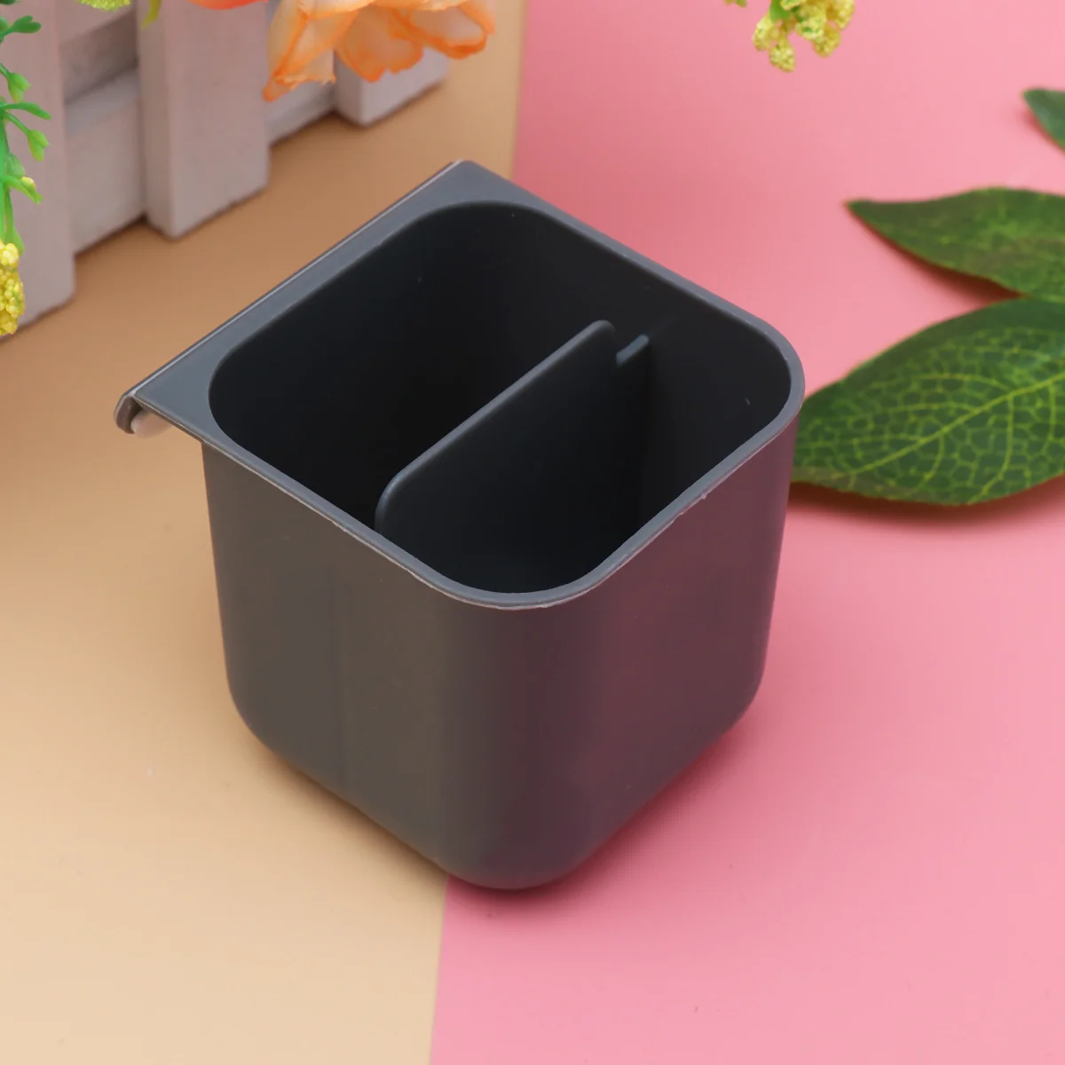 

2pcs Desktop Organizer Pen Holder Simple Stylish Mini Storage Box For Office Study Home School Supplies Grey Plastic Pen
