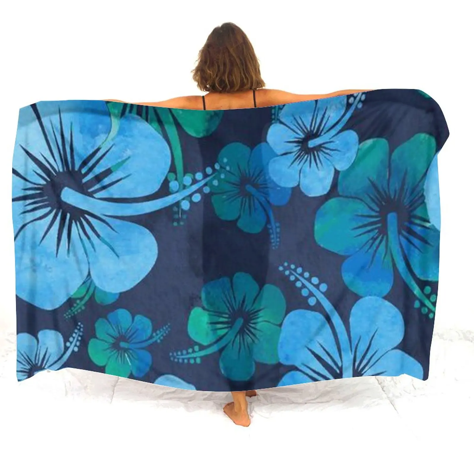 Polynesian Hibiscus Flower Salon Dress women's Shawl Salon Group Customizable Patterns Light And Thin Fabric