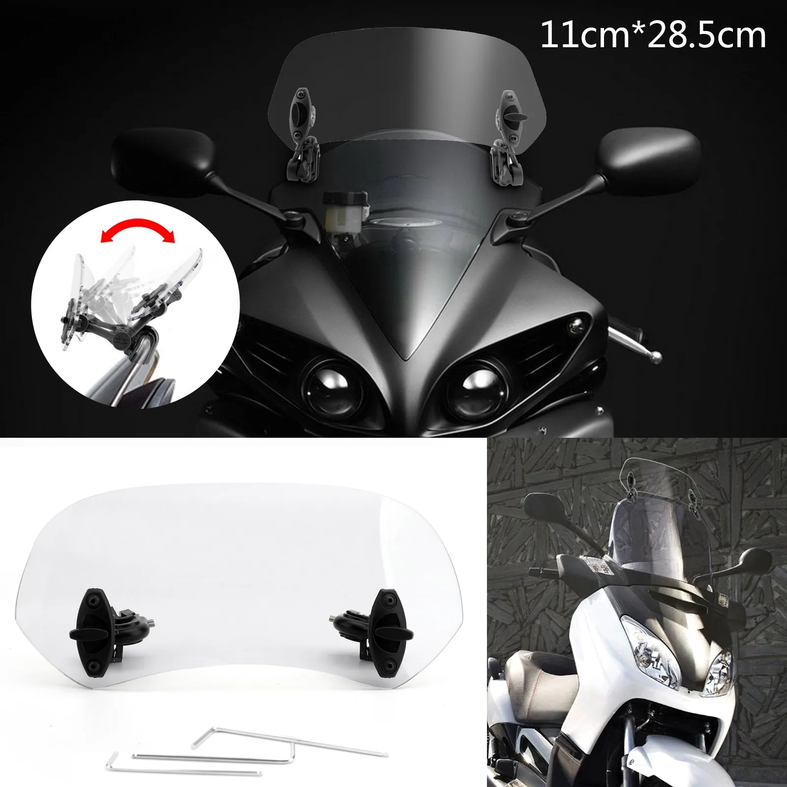 Universal Motorrad Windschutzscheibe Verlängerung Einstellbare Spoiler Clamp-On Windschutzscheibe Deflektor für BMW Suzuki Kawasaki Honda