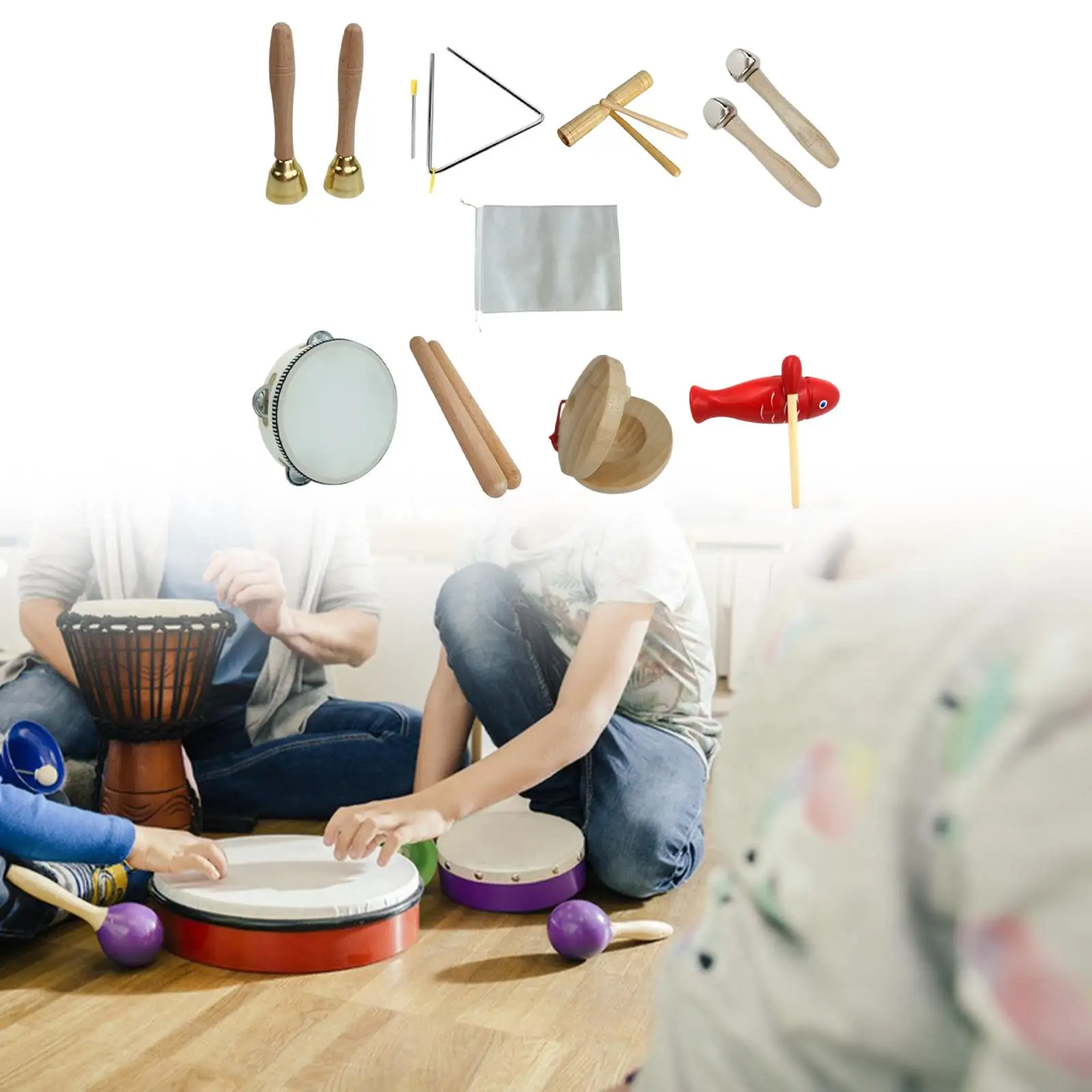 8Pcs Kids Musical Instruments Set Hand Eye Coordination Portable Educational