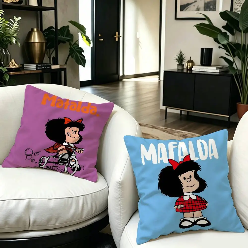 M-Mafalda Socially-Conscious-Comic Pillowcase toon Gift Cushion Cover Bedroom Home Sofa Chair Seat Decor pillow case