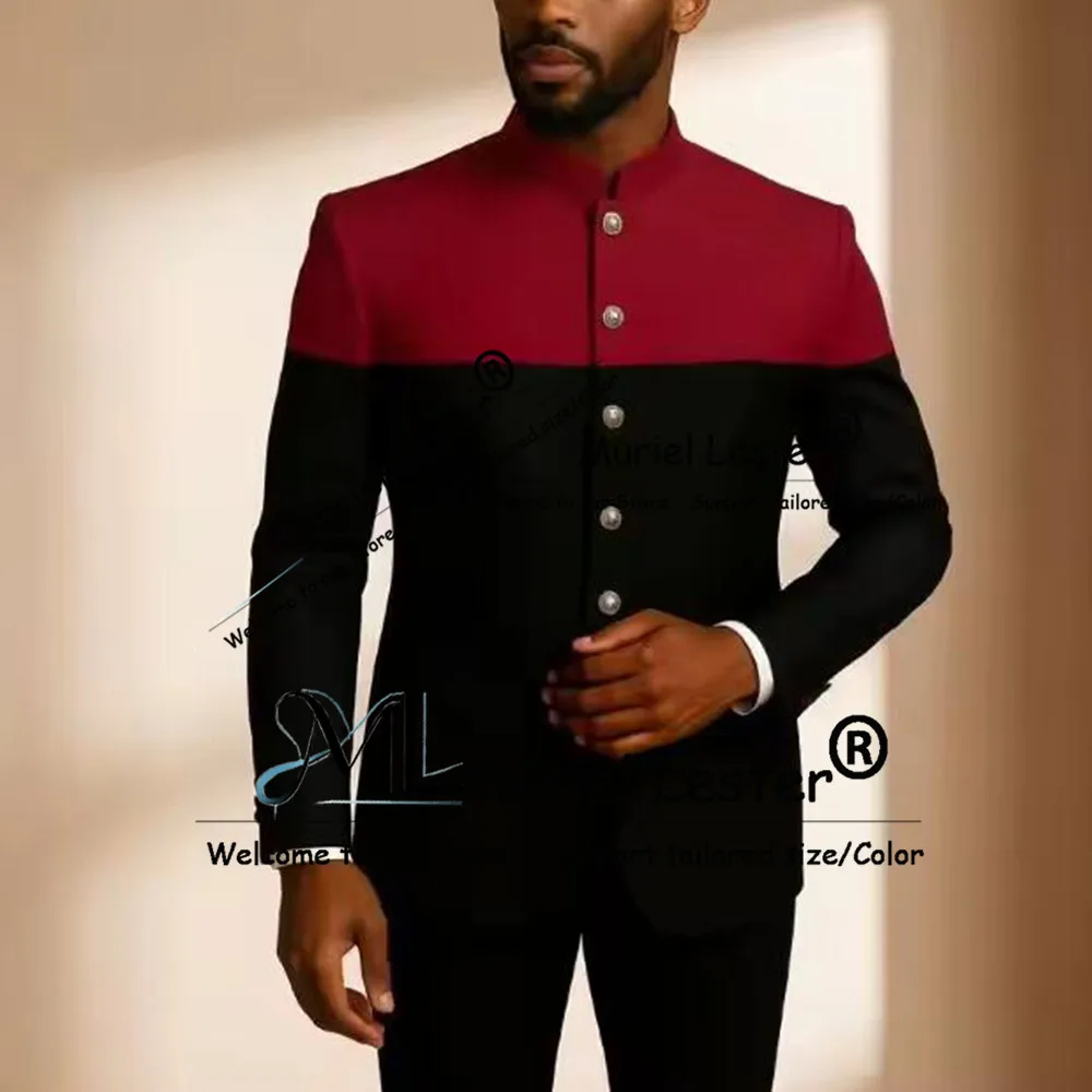 Male Fashion Spliced Suit For Wedding Single Breasted Jacket Pants 2 Pieces Sets Man Business Party Tuxedo Customized Man Outfit