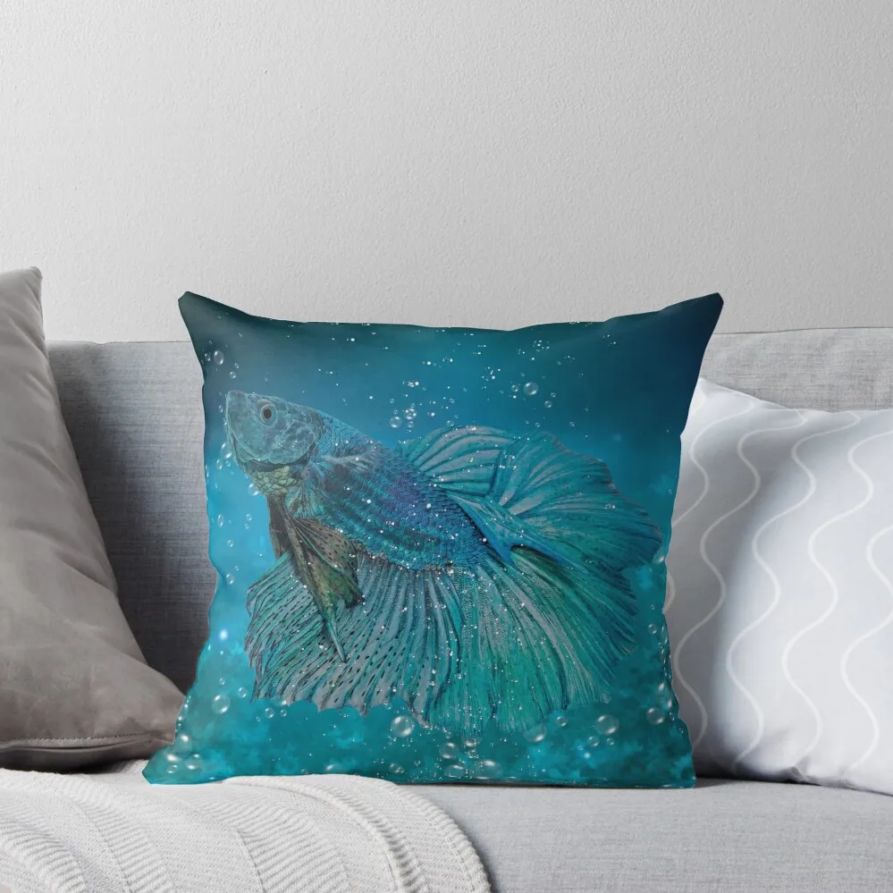 Blue Betta Fish Throw Pillow Cushion Child Pillow Case Christmas pillow