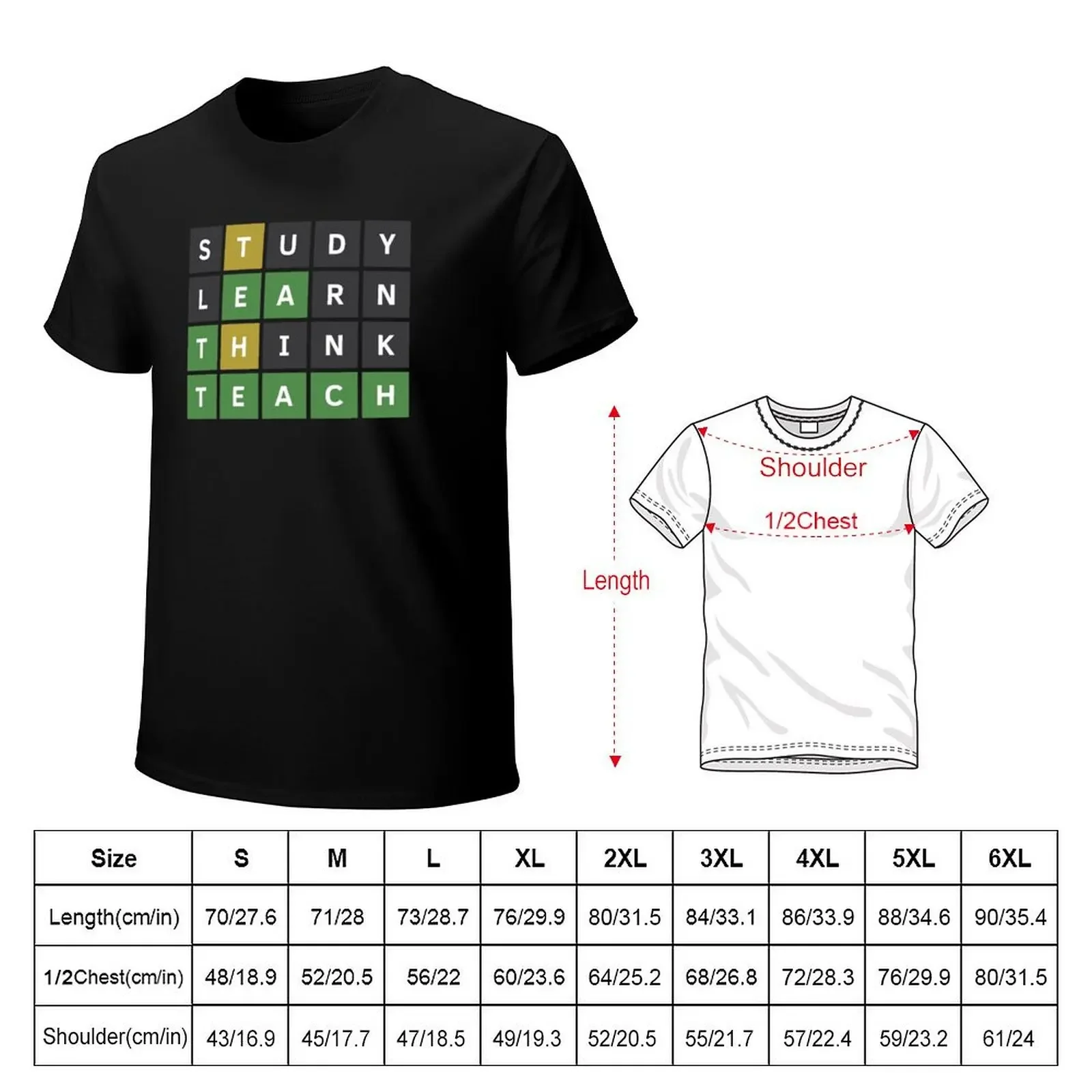 Study Learn Think Teach (Wordle Style) T-Shirt oversized graphic tee custom t shirt Men's clothing