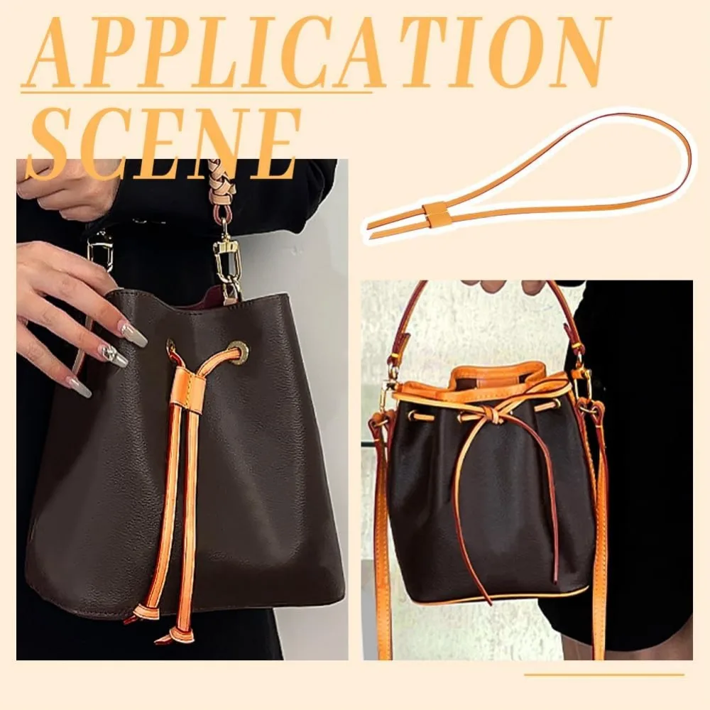 Genuine Leather Drawstring Strap for Noe Bucket Bag, 36.2 Inch Detachable Purse Pull String Strap Replacement DIY Crochet Bag