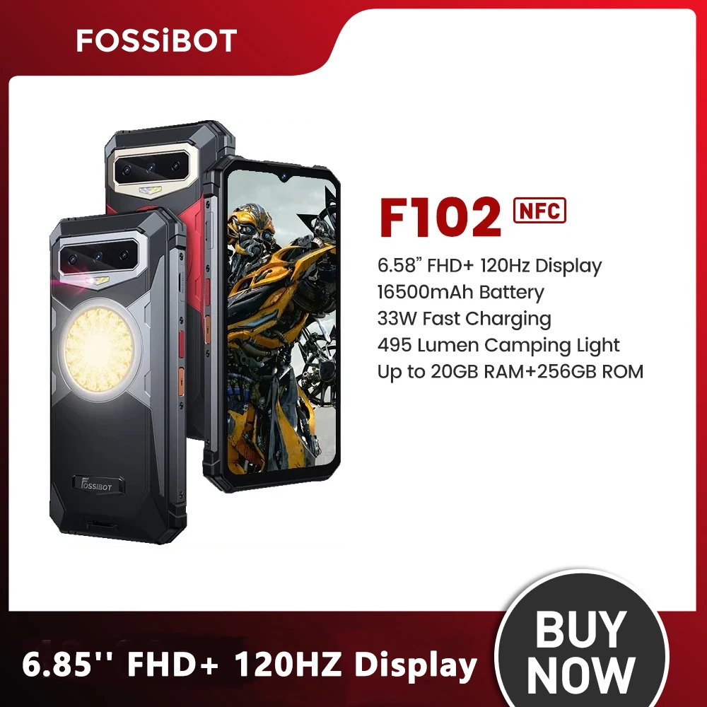 FOSSiBOT F102,Rugged Smartphone 6.58 FHD+ 120hz 16500mAH, ,20GB+256GB,108M Camera,Cell phone,,Helio G99,Mobile Phone  with NFC