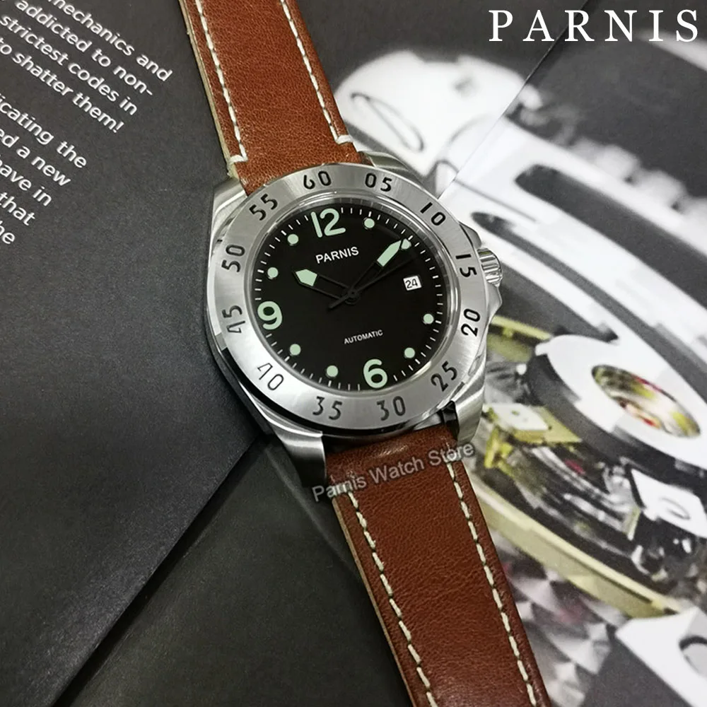 Parnis 43mm Miyota 21 Jewels Automatic Men Mechanical WristWatch Sapphire Crystal Date Vision