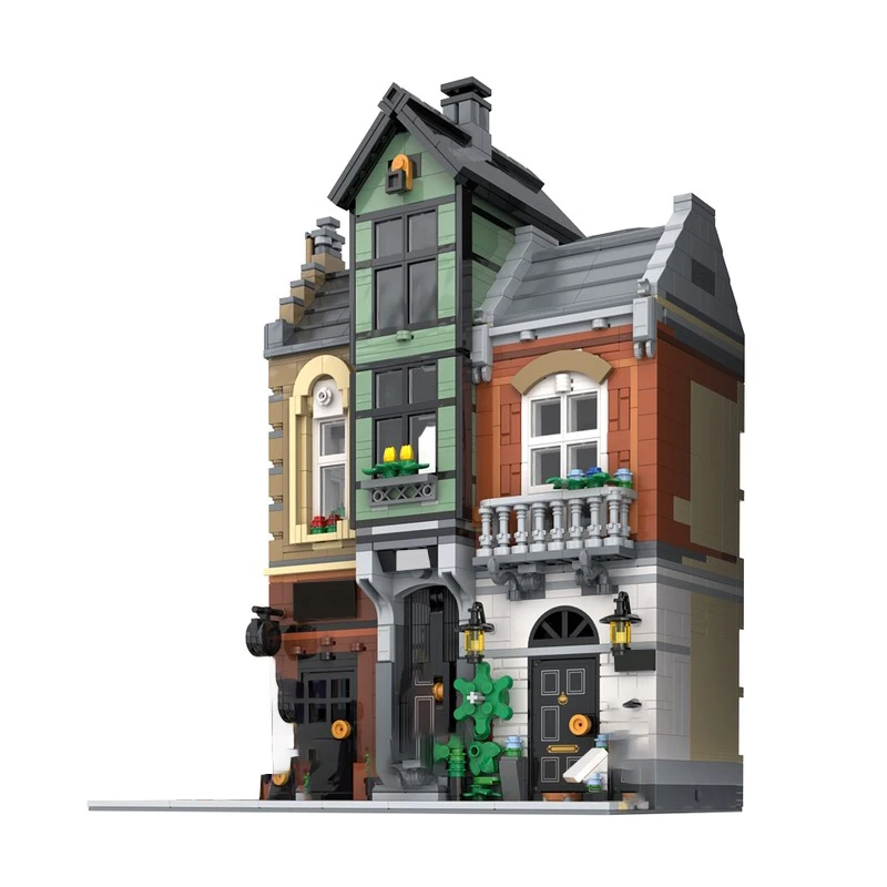 1781 ELEMENTÓW Dom Ulica Ulica MOC Personalizowany Modułowy Zestaw Klocków Kreatywny Projekt Edukacyjny Zabawka do Samodzielnego Montażu Prezent