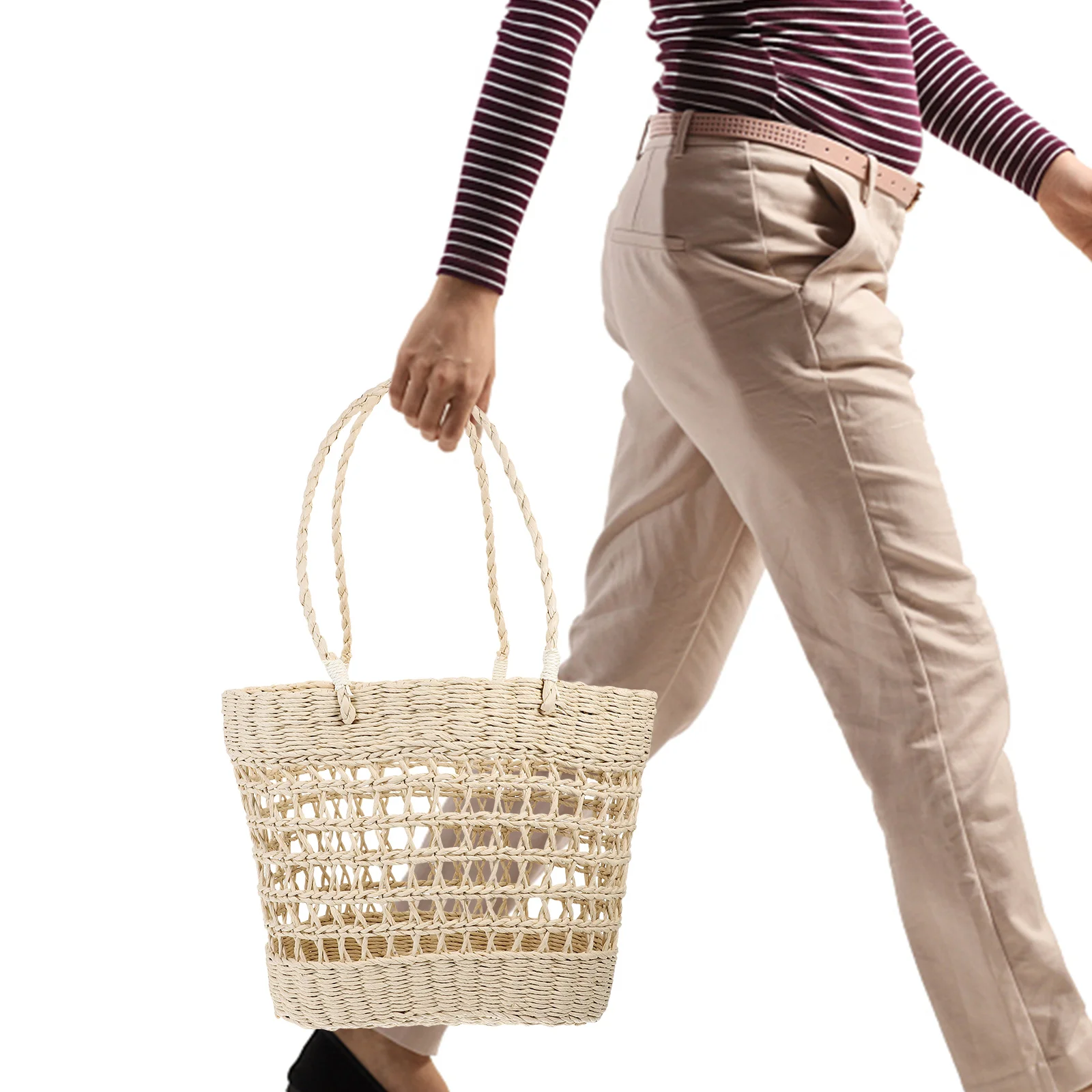 

Straw Beach Bag Woven Tote Hollow Lightweight Summer Crochet Women Beach Bags Large Capacity Storage Basket