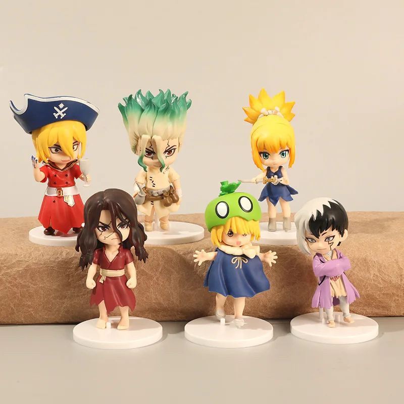 

6Pcs Anime Dr.STONE Action Figures Doll Model Ishigami Senkuu Chrome Suika Adventure Human Civilization Collection Kid Gift Toy