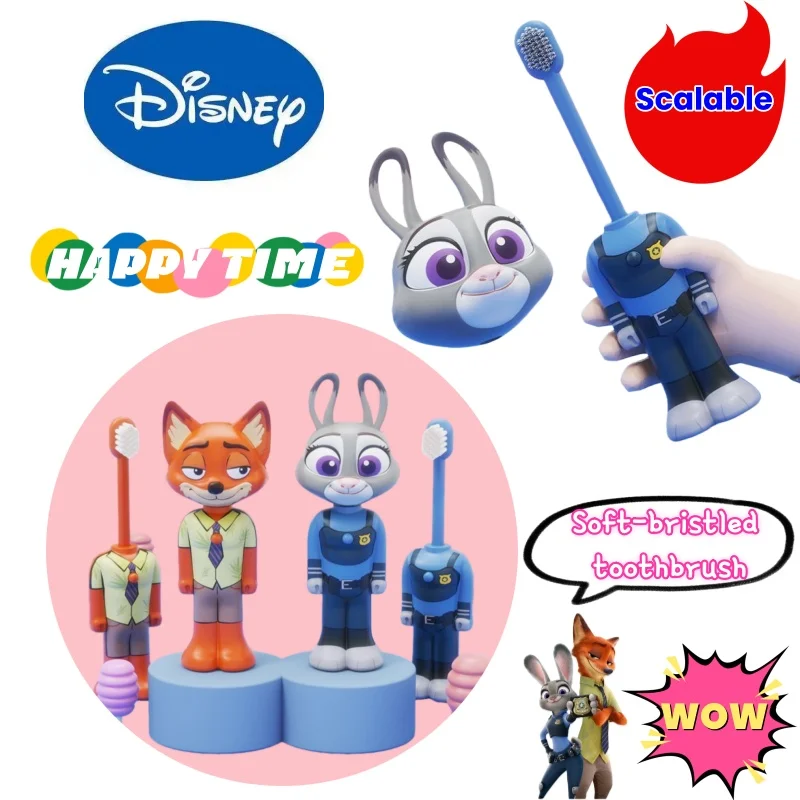 

Новая зубная щетка Disney Judy Hopps Nick Wilde Fun, деформированная мягкая зубная щетка для чистки волос, высокая цветопередача, тонкие волосы, выдвижная для мальчиков и девочек