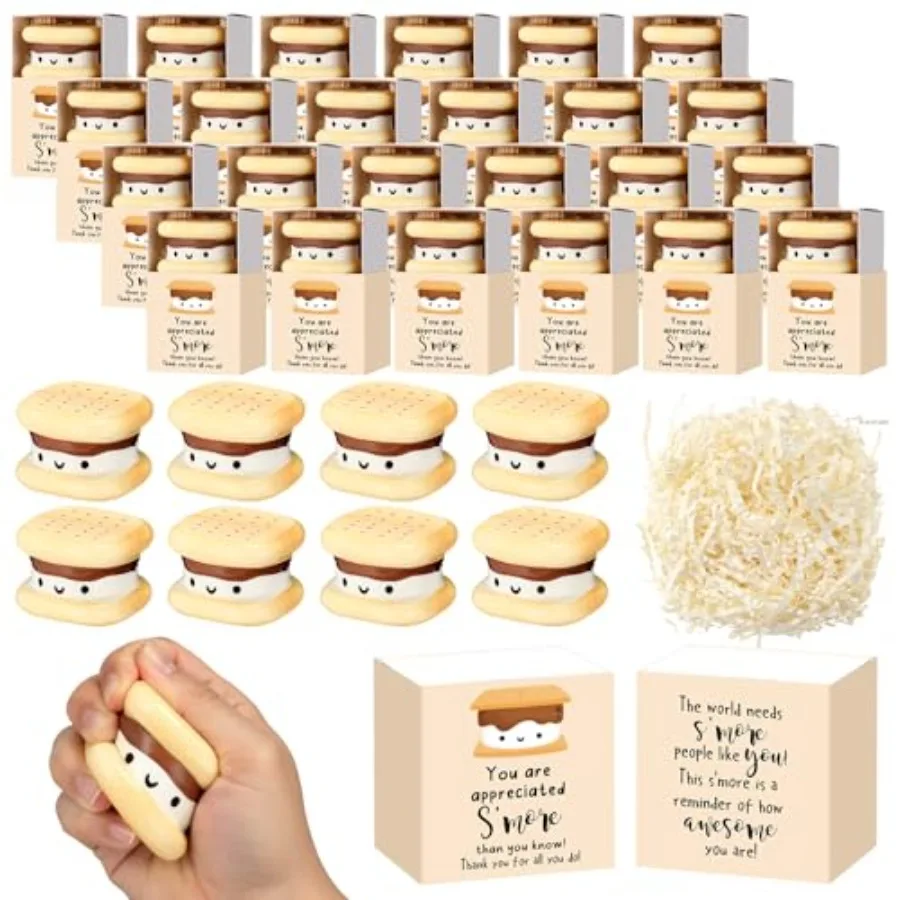 

Stress relief gifts for nursing assistants: 100-pack s'mores-shaped stress balls in brown and beige, soft foam material, ideal