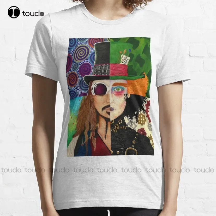 ジョニーデップキャラクターコラージュクラシック Tシャツジョニーデップ教師 Tシャツカスタム Aldult ティーンユニセックスデジタル印刷 Tシャツ