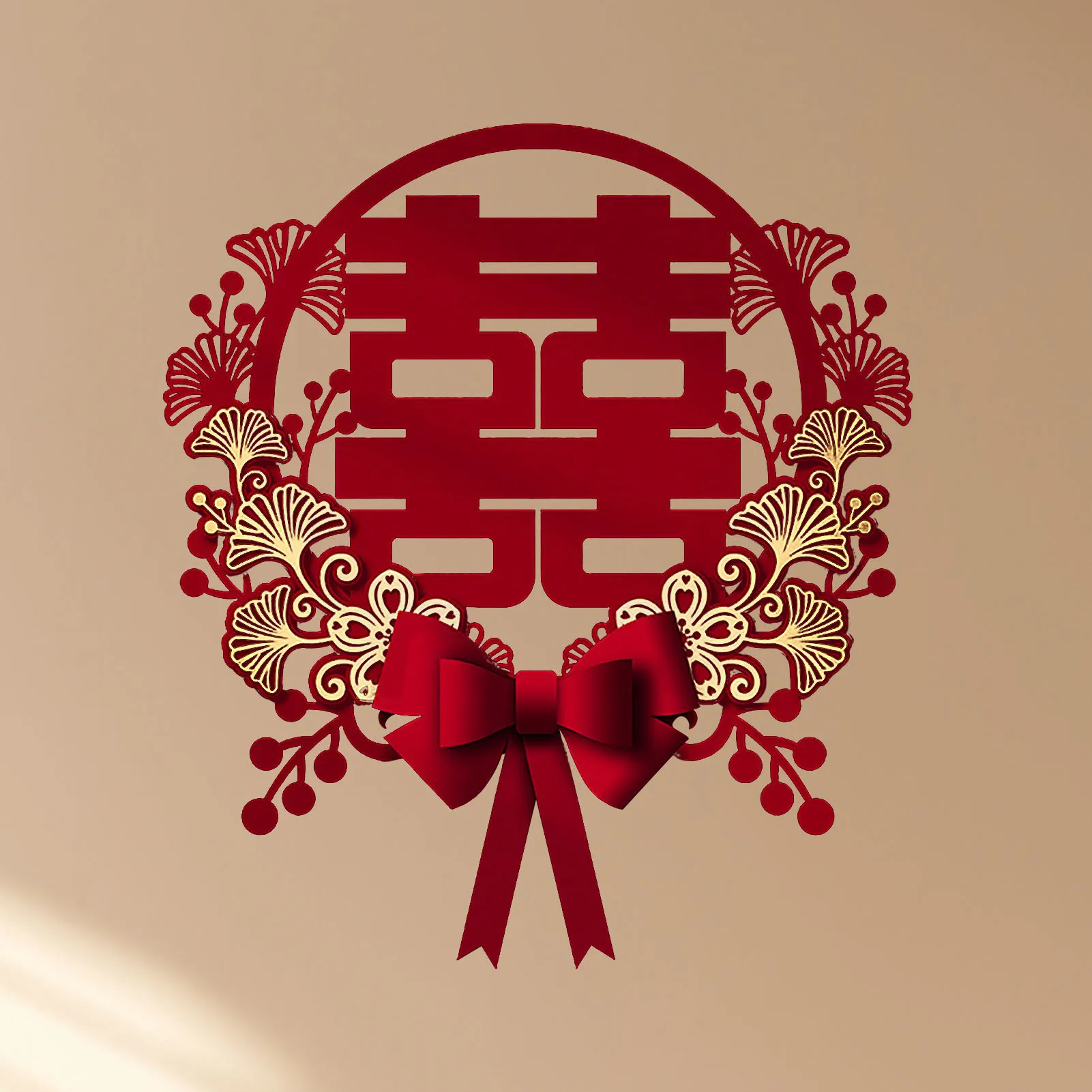 Red Double Happiness Chinese Wedding Sticker Chinese Traditional Wedding Decoration For Wall Window Decoration