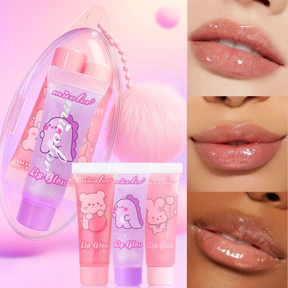 3PCS Spiegel Glitter Lip Gloss Set Lippenstift Perle Farbe Wasserdicht und Schweißfest Nicht Haken Tasse Lip Gloss