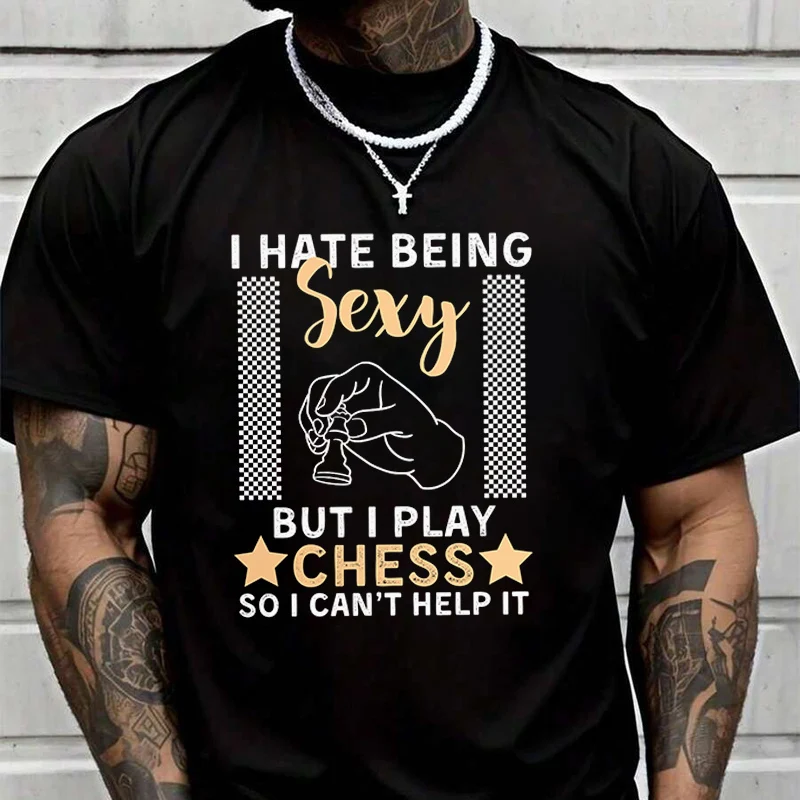 

Забавная футболка с шахматной тематикой, мужская модная футболка, повседневные модные футболки на лето, удобные топы с короткими рукавами