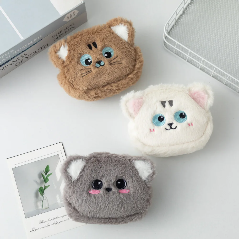 Portable Kawai Animal Coin Bags Cute Koala Cat Plush Coin Purse Id Bus Credit Card Document Keys Storage Money Wallet Case 2025