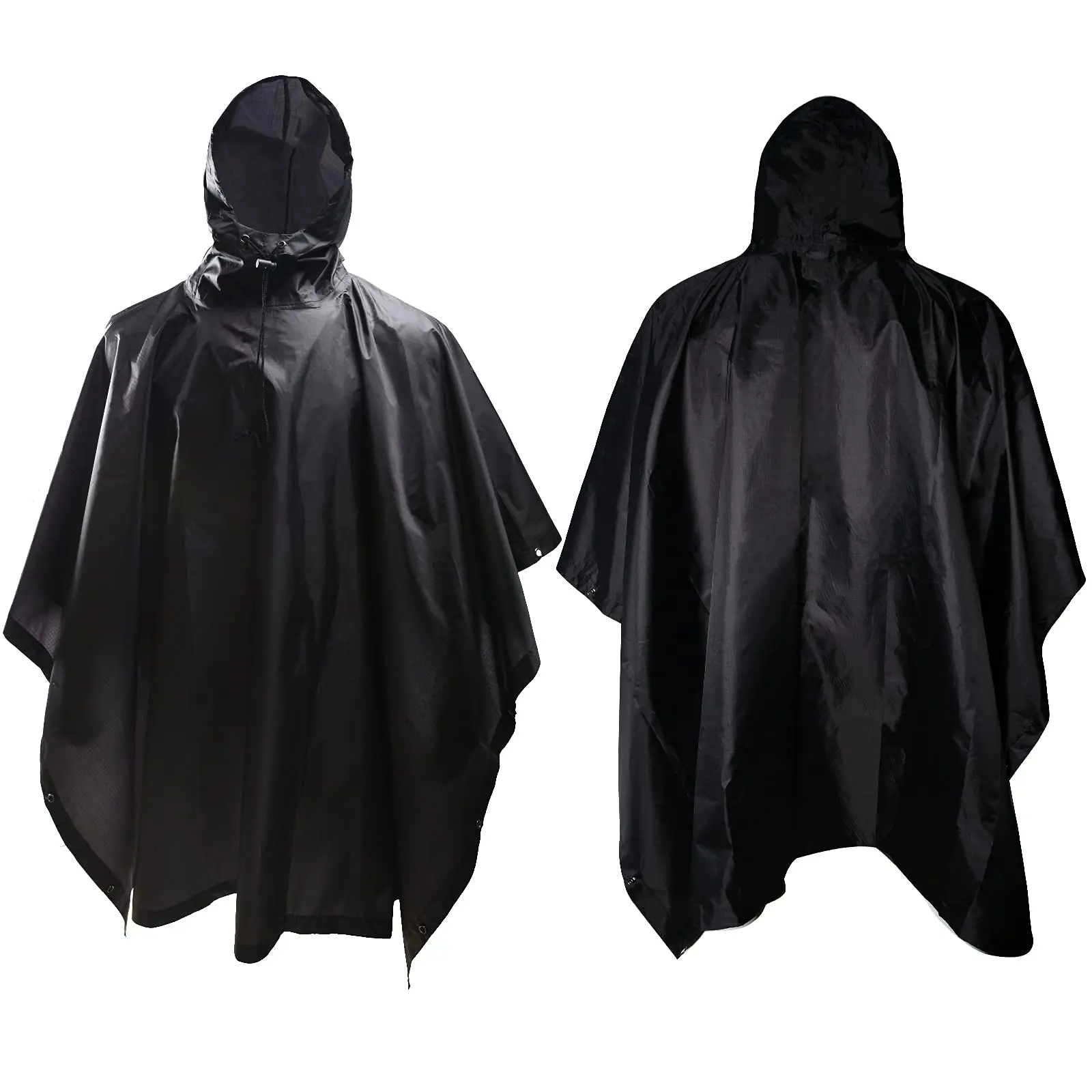 Black Fishing Raincoat Tactical Rain poncho Adults for Hunting Portable Storage Folding Motorcycle Protection Waterproof Covers