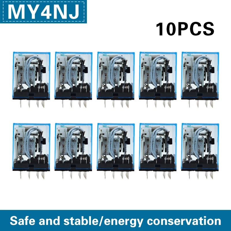 10PCS MY4NJ HH54P MY4N-J 14 Pin AC/DC 6V 12V 24V 36V 48V 110V 220V Mini Relay Intermediate Electromagnetic Relay