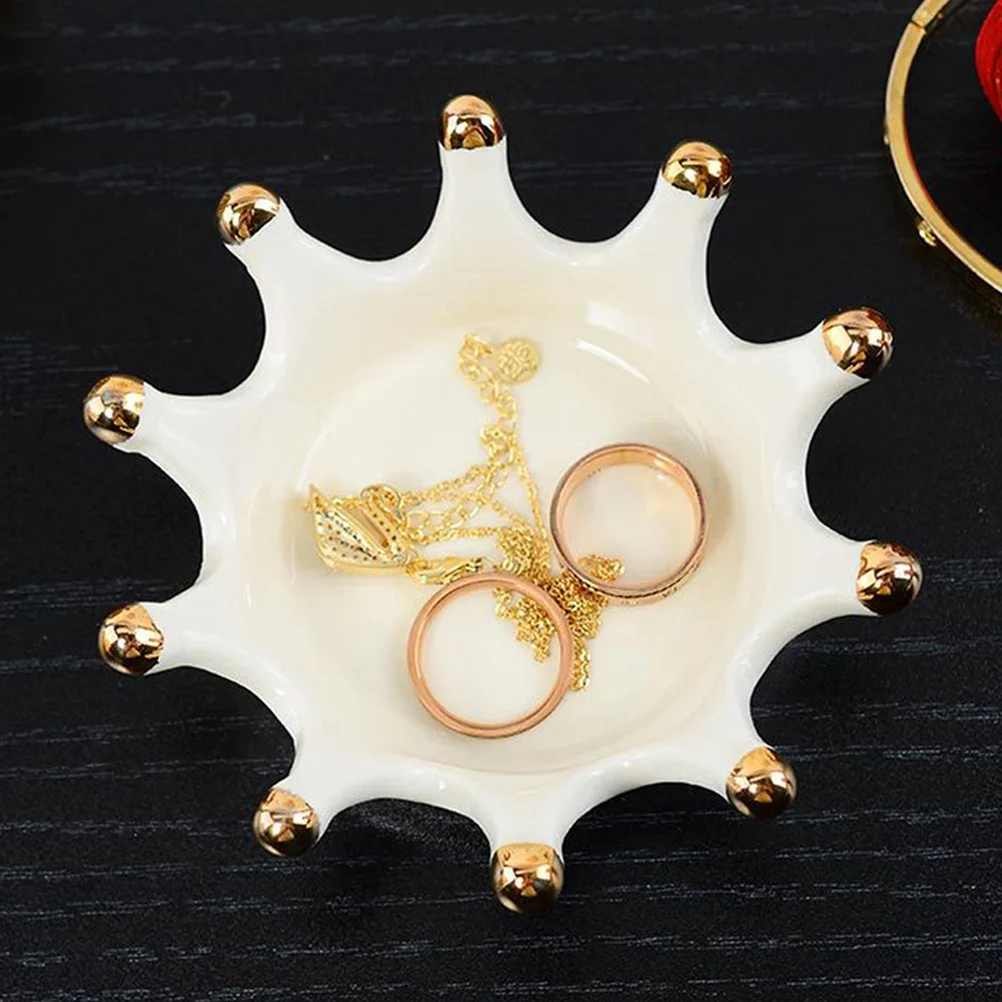 

Поднос из фарфора в форме короны с гладкой поверхностью, 1 шт., для демонстрации ювелирных изделий, подставка для серег, органайзер для ожерелий, декоративный поднос в форме короны