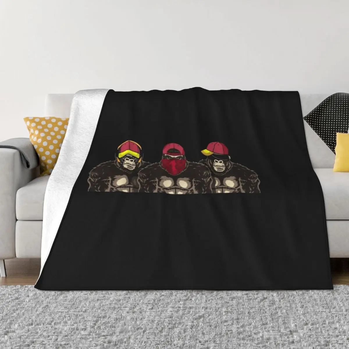 Three wise monkeys hear nothing speak see gamer Throw Blanket Luxury St Blanket Decorative Sofa Blanket