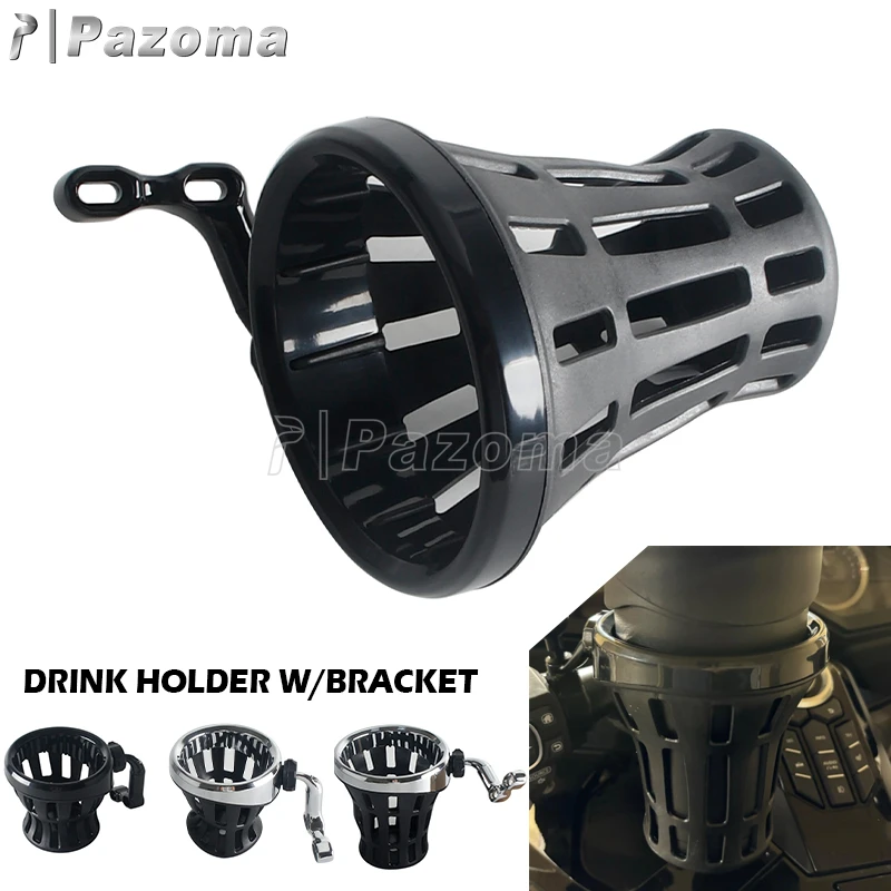 Pazoma Cup Drink Holder W/Bracket Motorcycle Drinking Bottle Stand Holder Handlebar Water Cup For Honda GL1800 F6B Harley Yamaha