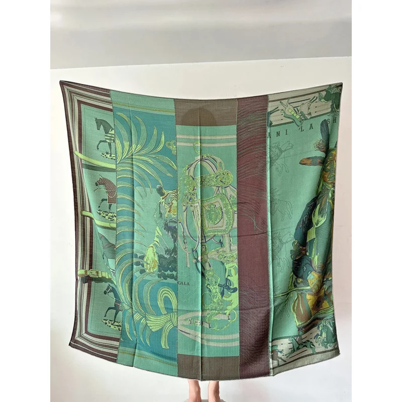 A B Side Green Pashmina Scarf Korean Dongdaeman 2024 Foulard Femmes Chic Scarfs Luxury Brand Designer Cashmere Shawl Bandana