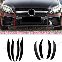For Mercedes-Benz C Class W205 C180 C260 C300 AMG 2019-2022 Car Front Bumper Fog Light Lamp Splitter Canard Air Cover Trim