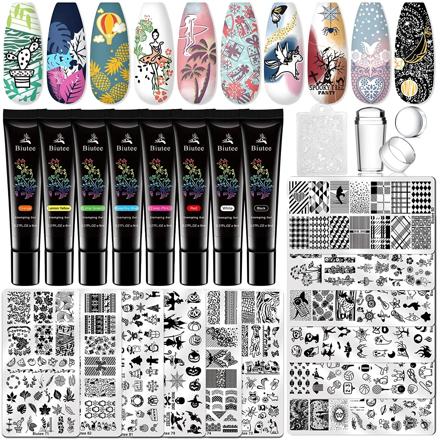 

Biutee Nail Stamping Nail Polish Gel Nail Templates Stamping Jelly Silicone Stamper Flower Animal Stamp Templates Plates Image