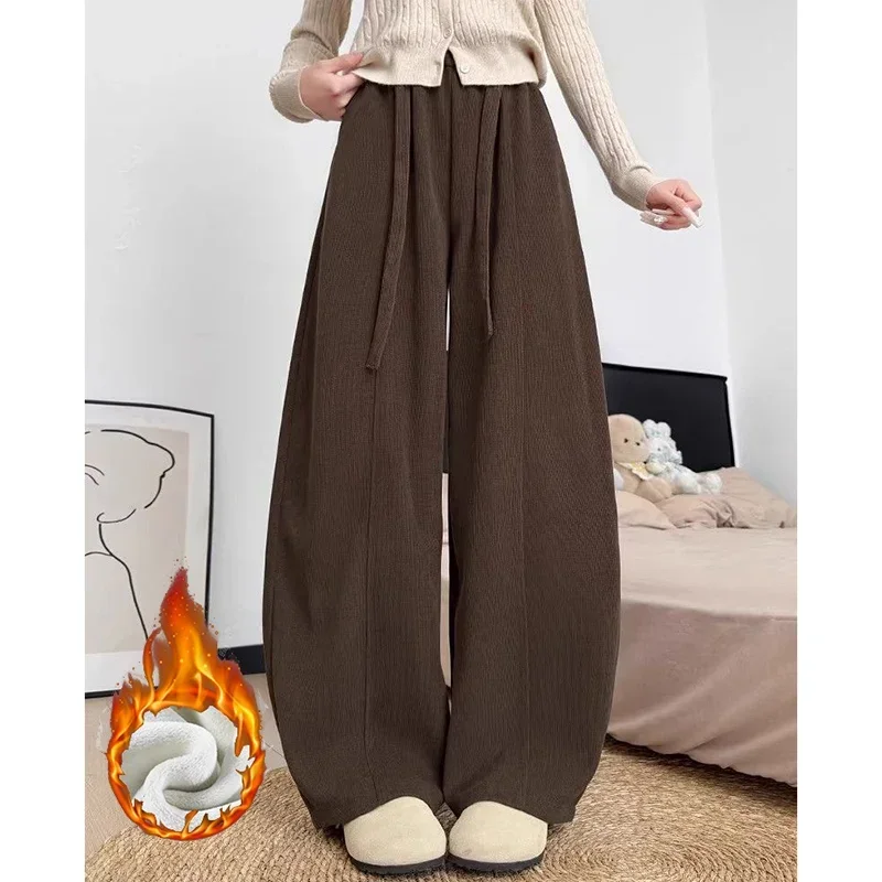 Winter-Jogginghose für Mädchen aus dünnem Fleece, modische, warme Plüsch-Freizeithose für Damen, hohe Taille, thermische Sweatpants für Mädchen – Detail 23