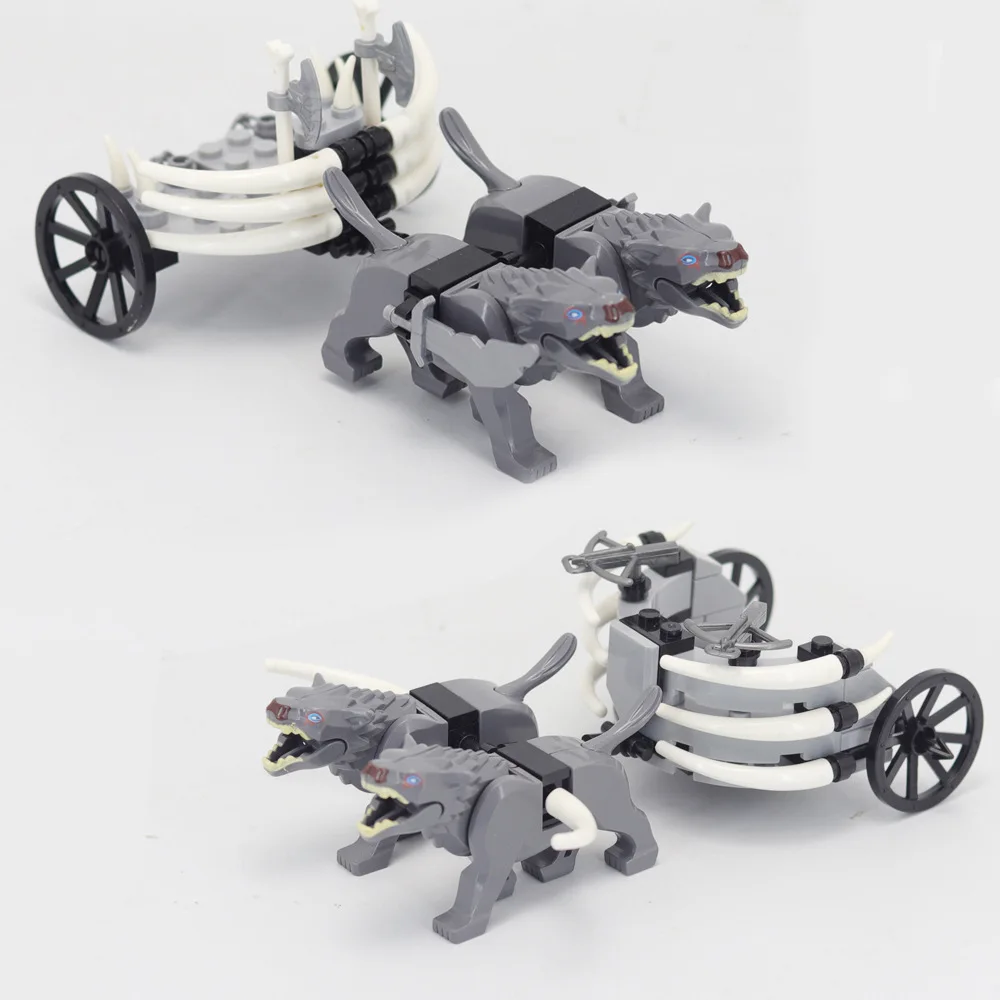 

Строительные блоки MOC, колесники Wolf Race, средневековое оружие, сборка сцены древних трех королевств, игрушечные модели, украшения