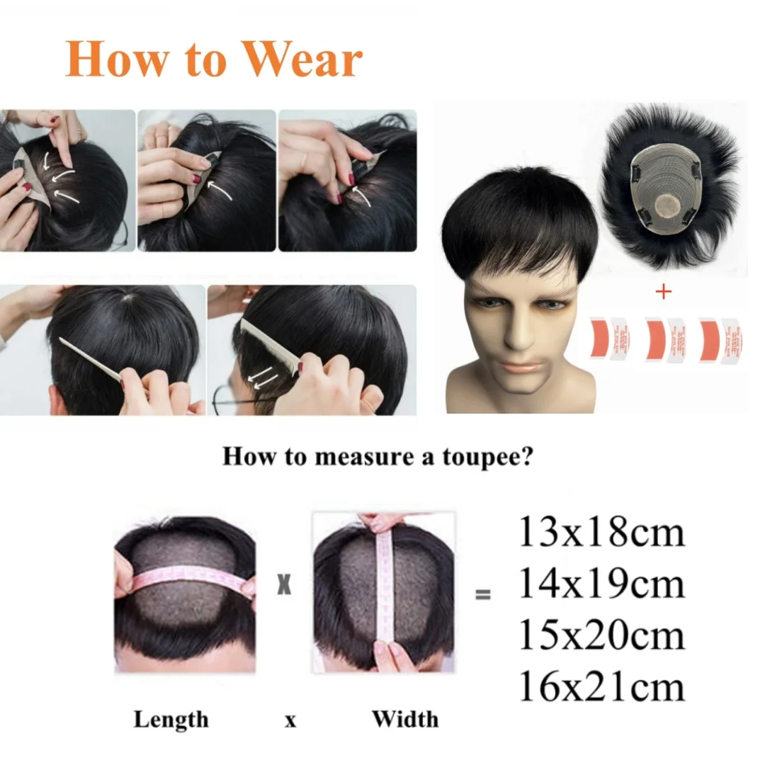 شعر مستعار طبيعي أسود ذكر شعر مستعار قصير باروكة من شعر طبيعي دبابيس داخل وصلات الشعر الجلد ودية تنفس غطاء علوي أصلع تساقط الشعر #6