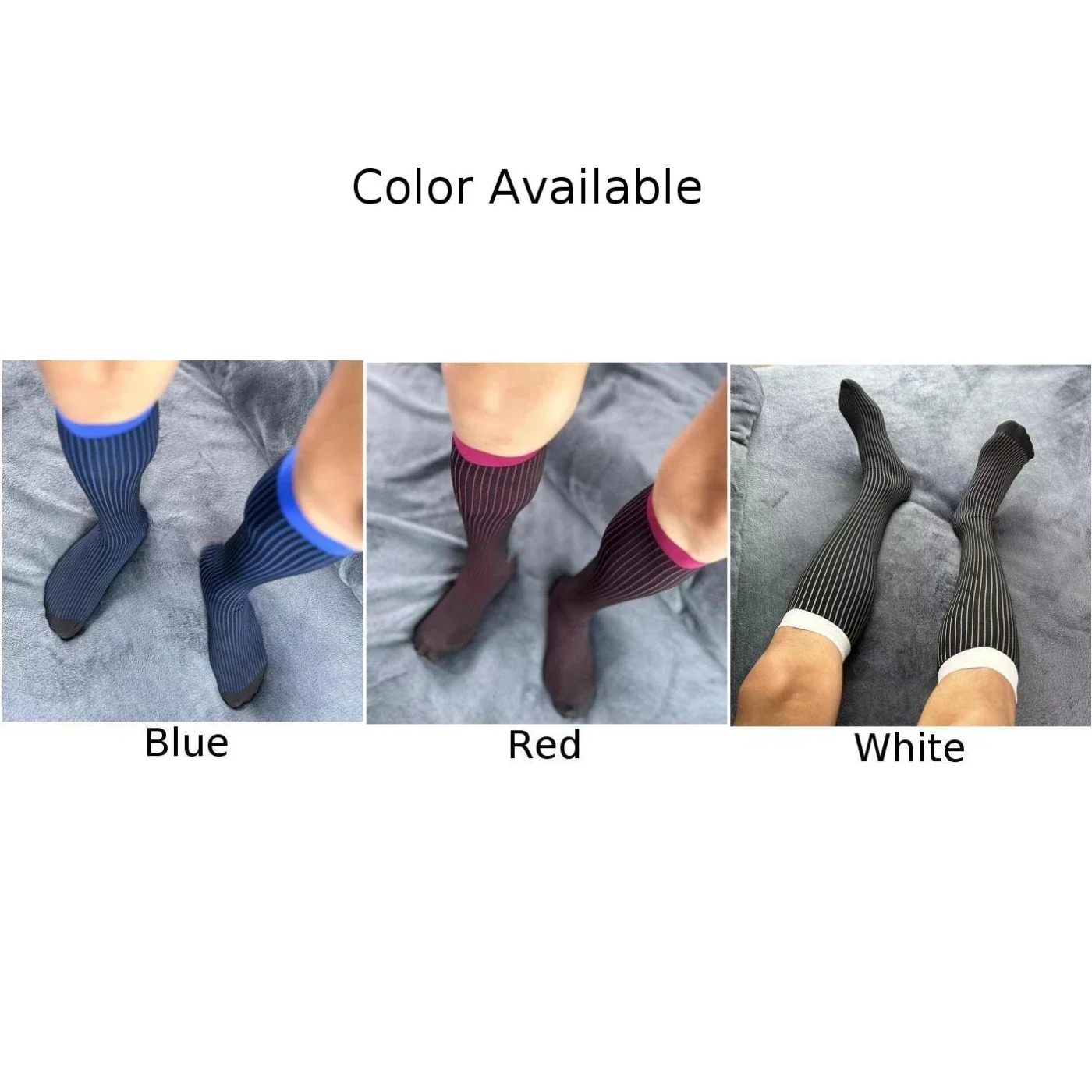 Fashion 1 Pairs Men\'s Formal Business Ribbed Dress Middle Socks Casual Striped Breathable Crew Tube Socks Male