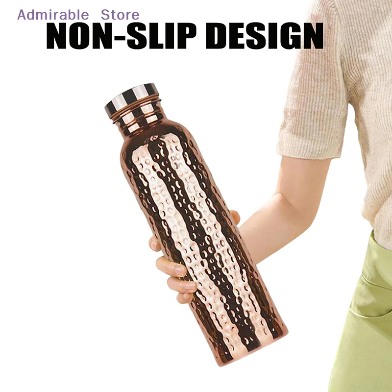 wElectroplated Copper Water Bottle 800ML One-Click Open Anti-Slip Design Durable Reusable Drinking Cup for Home Gym Use