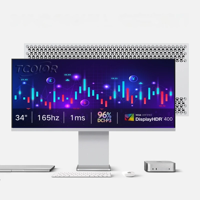 

34 Inch Ultra-Wide Gaming Monitor 165Hz 1ms Response Time HDR400 WQHD IPS Panel Premium Aluminum Alloy Build for Gamers