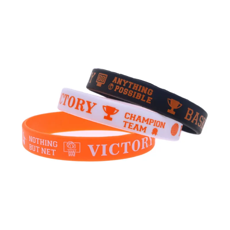 

50 Pcs Basketball Silicone Rubber Wristband Inspirational Sport Gift Bracelet