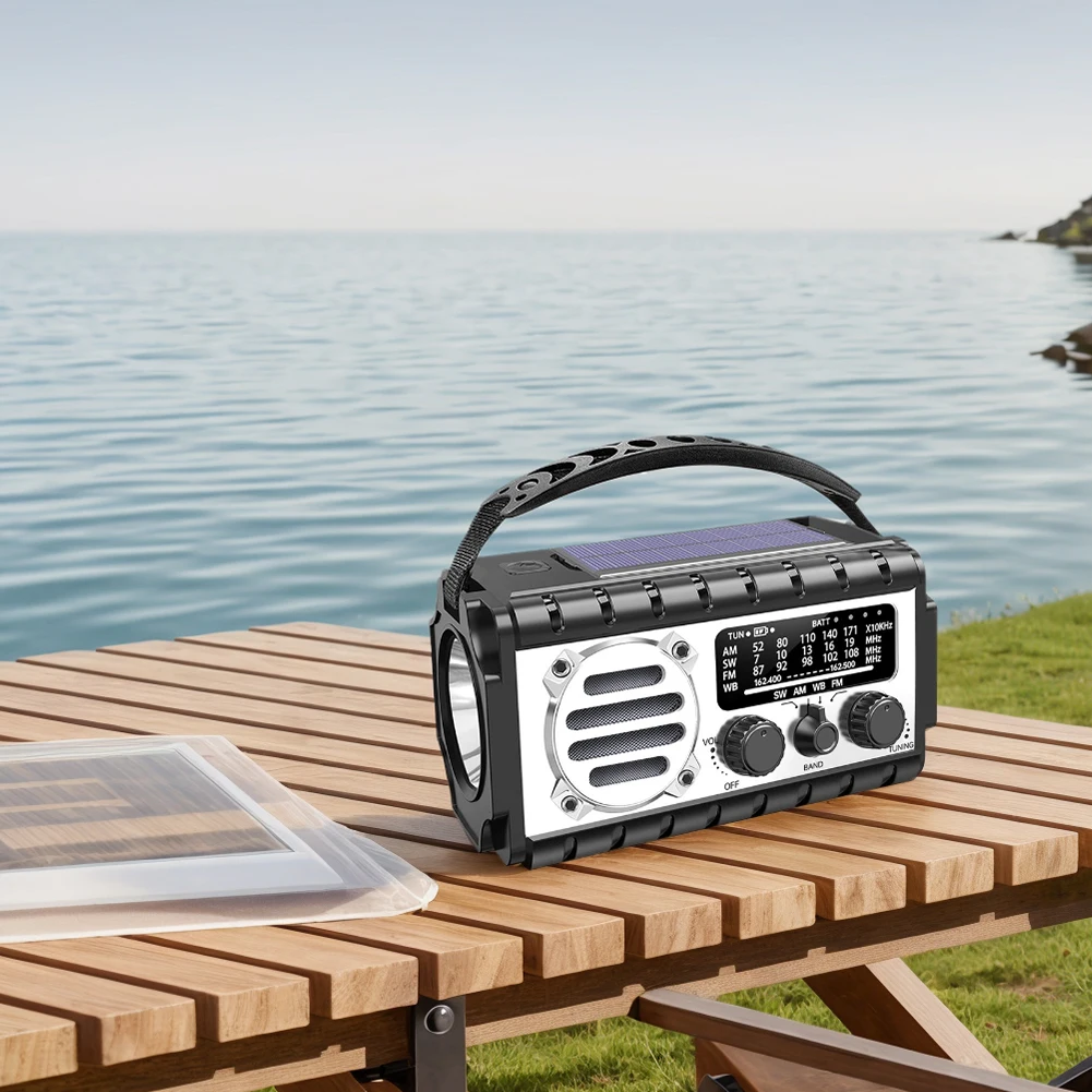 Radio d'urgence à manivelle 20000mAh Radio à énergie solaire SW/AM/FM Radio de survie Radio solaire pour le camping en plein air et les urgences