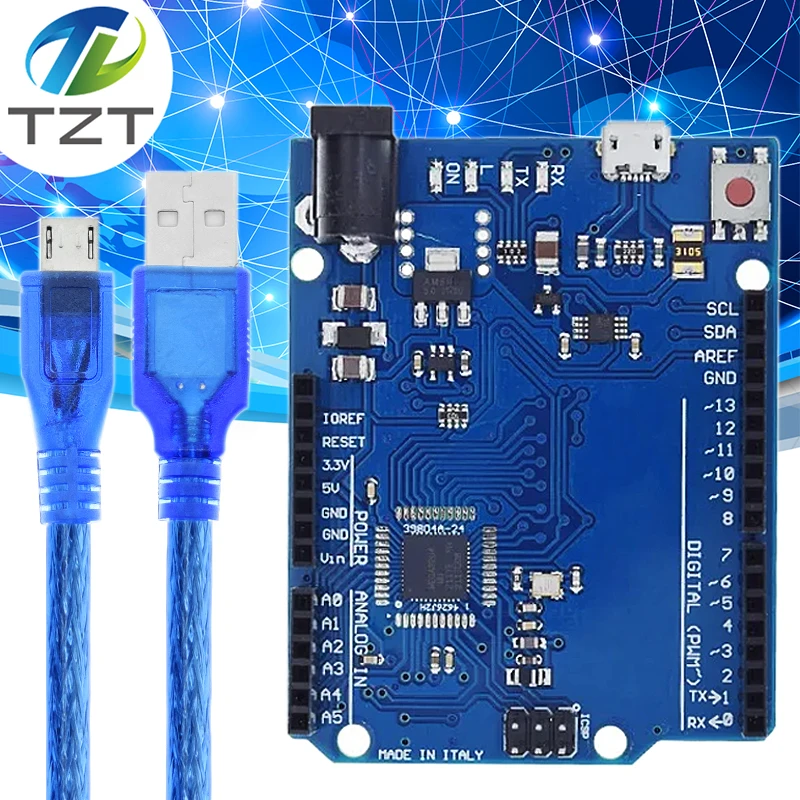 TZT Leonardo R3 Microcontroller Atmega32u4 Development Board With USB Cable Compatible For TZTrduino DIY Starter Kit