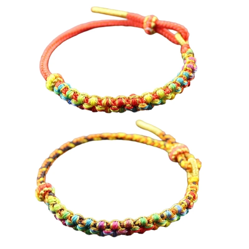 2023 New Handmade Chinese Bangle Lucky Peach Flower Knots Bracelet Elastic Wristchain Fashionable and Stylish Unisex Handchain